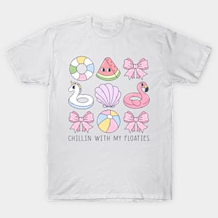 Summer Vibes Chill Time with Floaties and Bows Pool T-Shirt